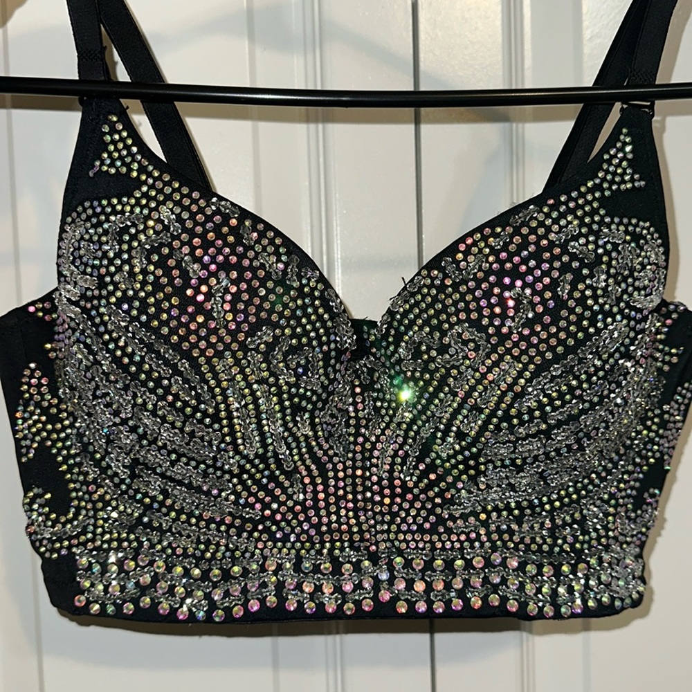 Corset rhinestone top